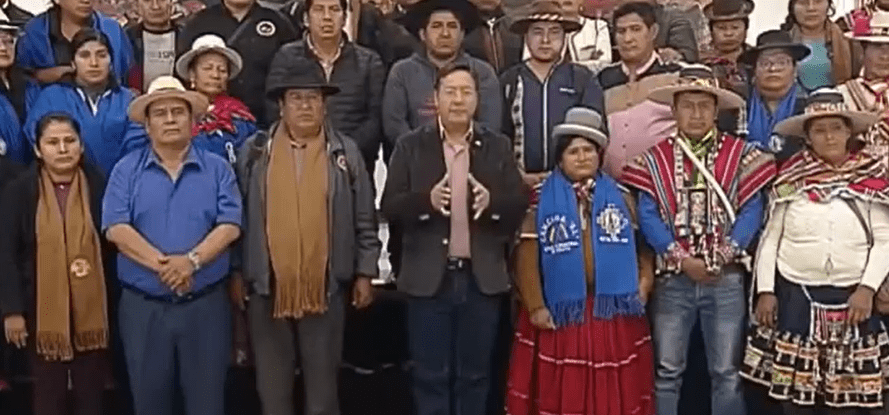 Luis Arce en mensaje tras bloqueos presidencial