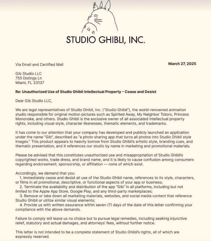 Studio Ghibli Demanda a App Gib por Copiar su Estilo Artístico