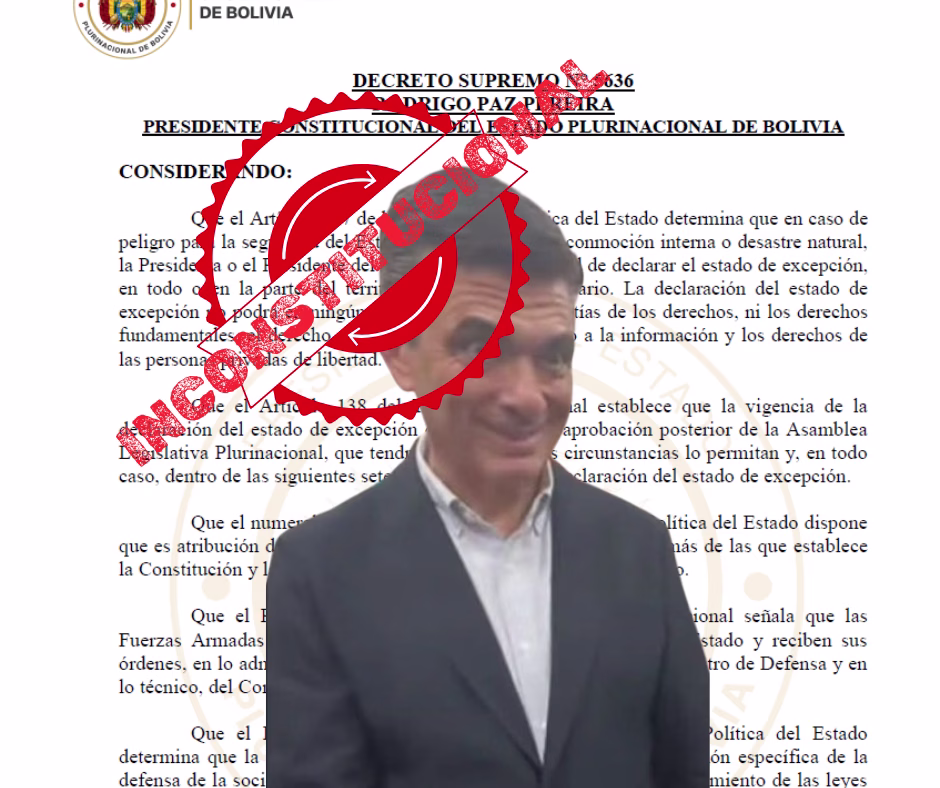 Estado de Excepción en Bolivia: Alerta por inconstitucionalidad del Decreto 5636