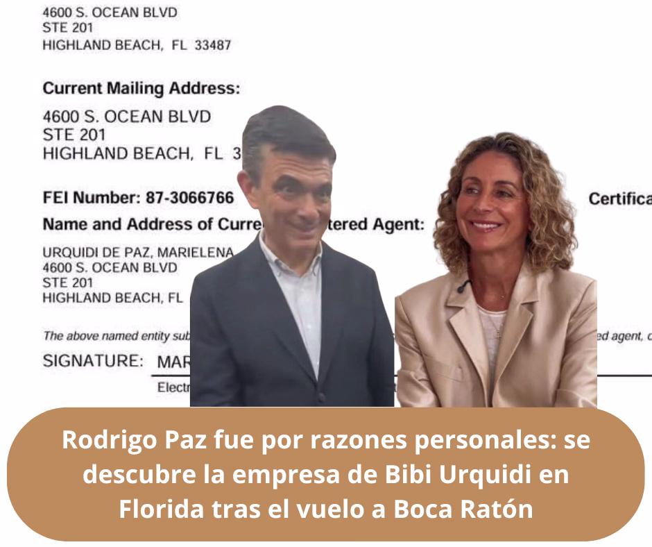 Rodrigo Paz fue por razones personales: se descubre la empresa de Bibi Urquidi en Florida tras el vuelo a Boca Ratón