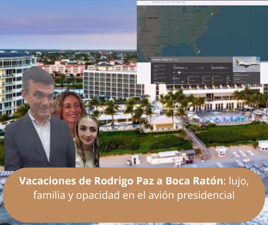 Vacaciones de Rodrigo Paz a Boca Ratón: lujo, familia y opacidad en el avión presidencial