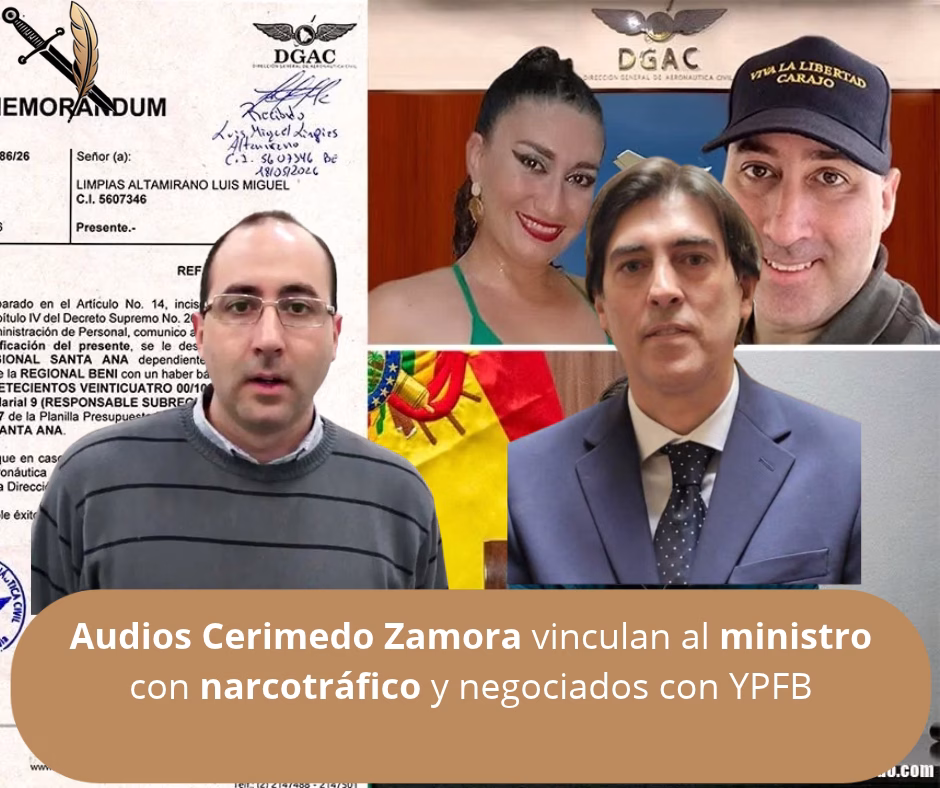 Audios Cerimedo Zamora vinculan al ministro con narcotráfico y negociados con YPFB