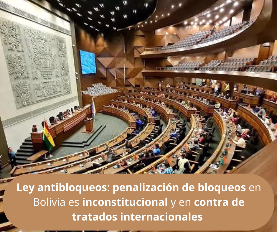 Ley antibloqueos: penalización de bloqueos en Bolivia es inconstitucional y en contra de tratados internacionales